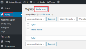 dodaj nowy wpis