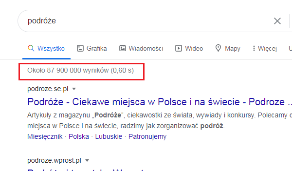 podróże wyniki wyszukiwania