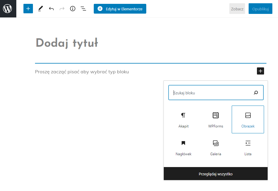 nowy wpis wordpress